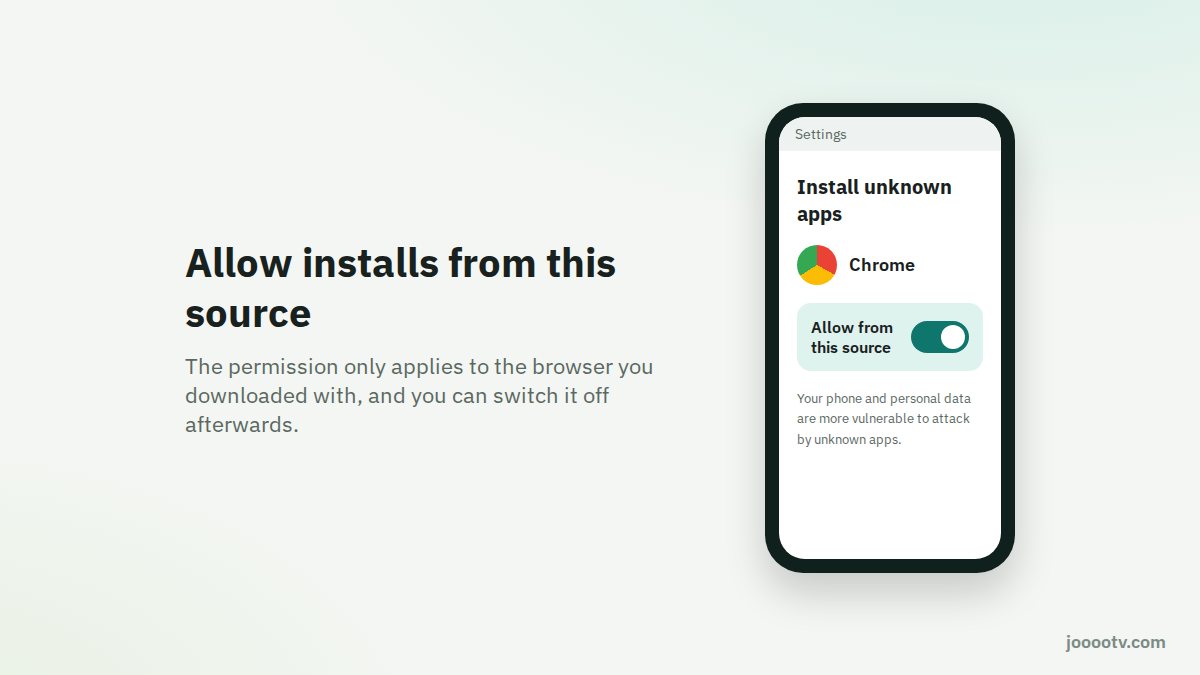 Android's "Allow from this source" only applies to the browser you downloaded with