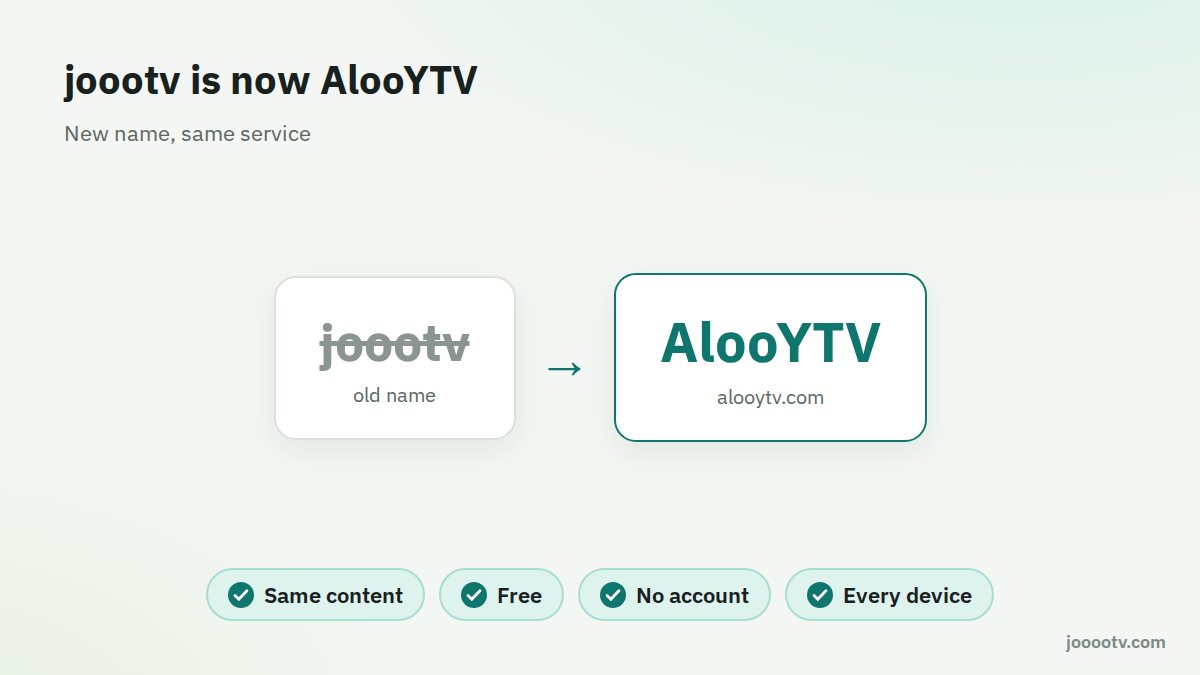 joootv is now AlooYTV: a new name, the same free service with no account