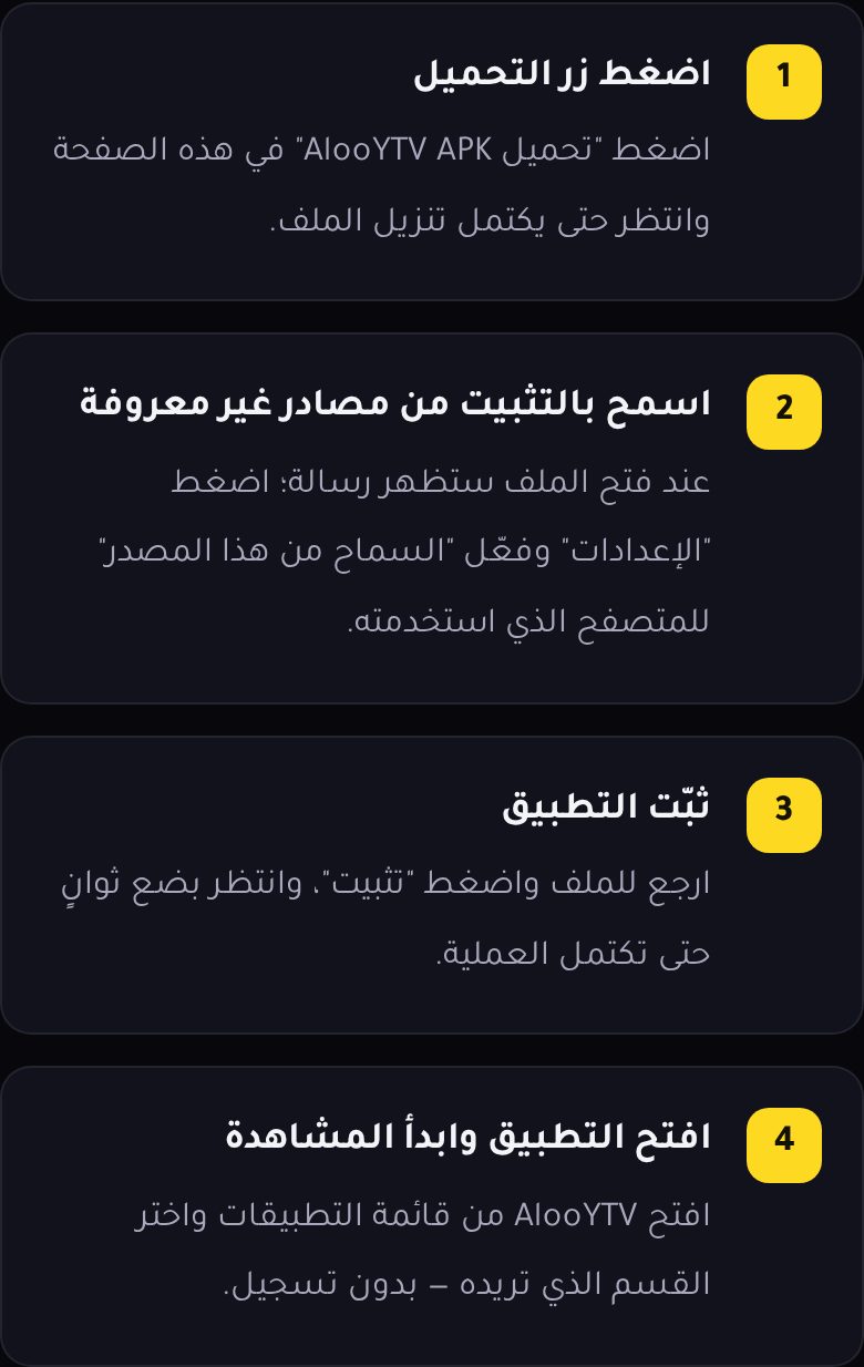 خطوات التثبيت كما تظهر في صفحة التحميل الرسمية